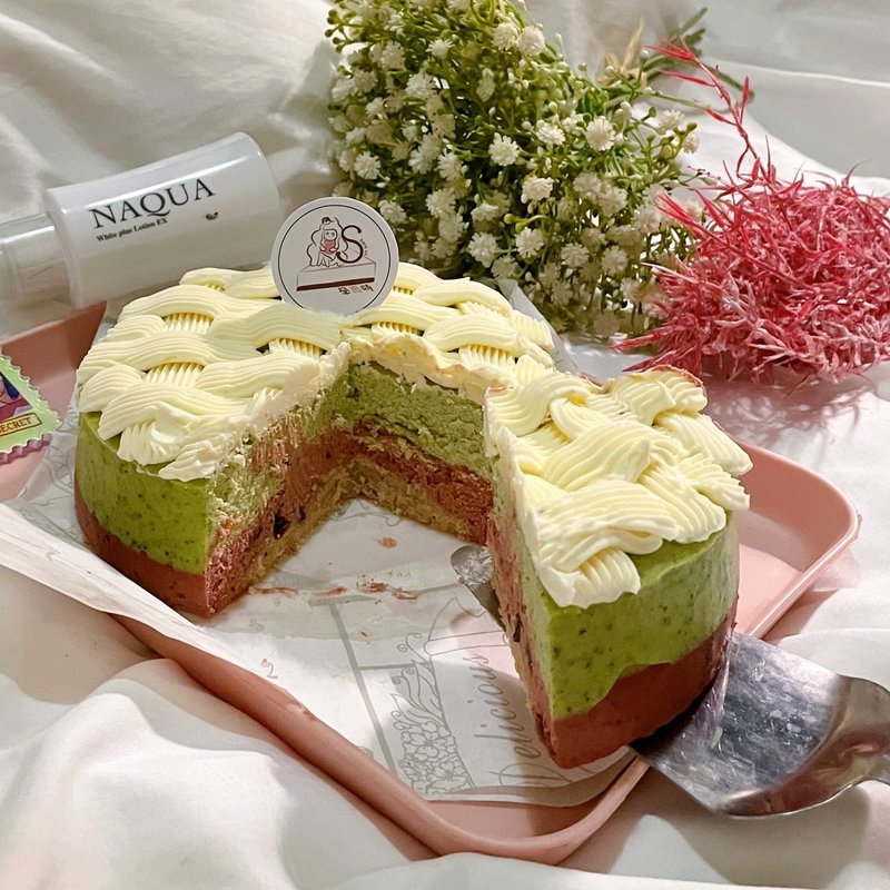 Xueershi shareus-pistachio berry cheesecake heavy cheese - เค้กและของหวาน - อาหารสด สีเขียว