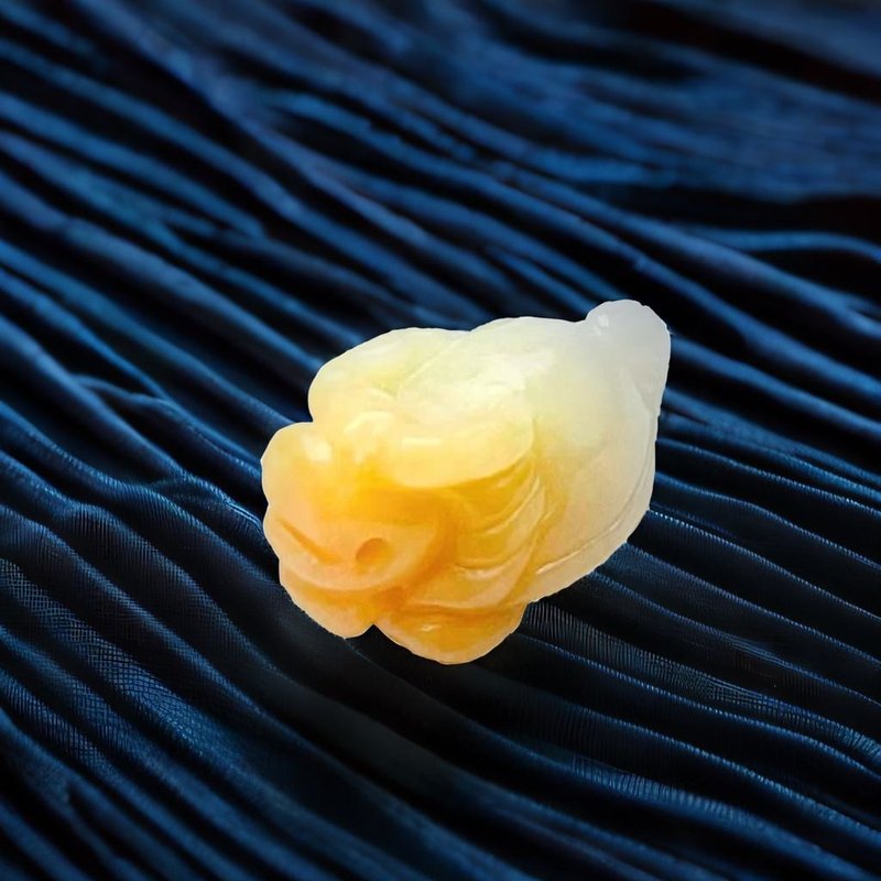 [Auspiciousness and Longevity] Ice Floating Yellow Flower Jadeite Dragon Turtle Ornament | Natural Burmese Jadeite A-grade - Other - Jade Orange