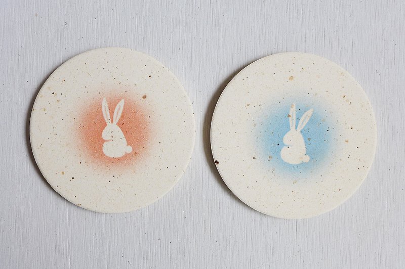 [Surprised instant dry coasters into the Value Pack 2] - big big rabbit rabbit red + blue Japanese Li Feng Tang Gui diatomaceous earth diatomaceous earth absorbent instant drop drops inhibit bacterial gift - ที่รองแก้ว - วัสดุอื่นๆ 