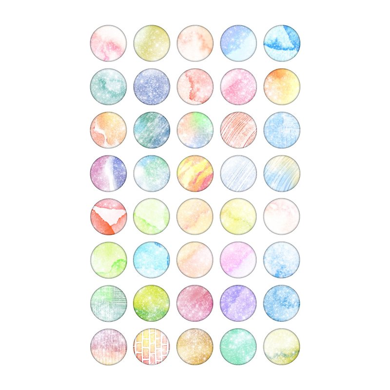 Watercolor Dyeing - Sticker - Round - S - สติกเกอร์ - กระดาษ หลากหลายสี