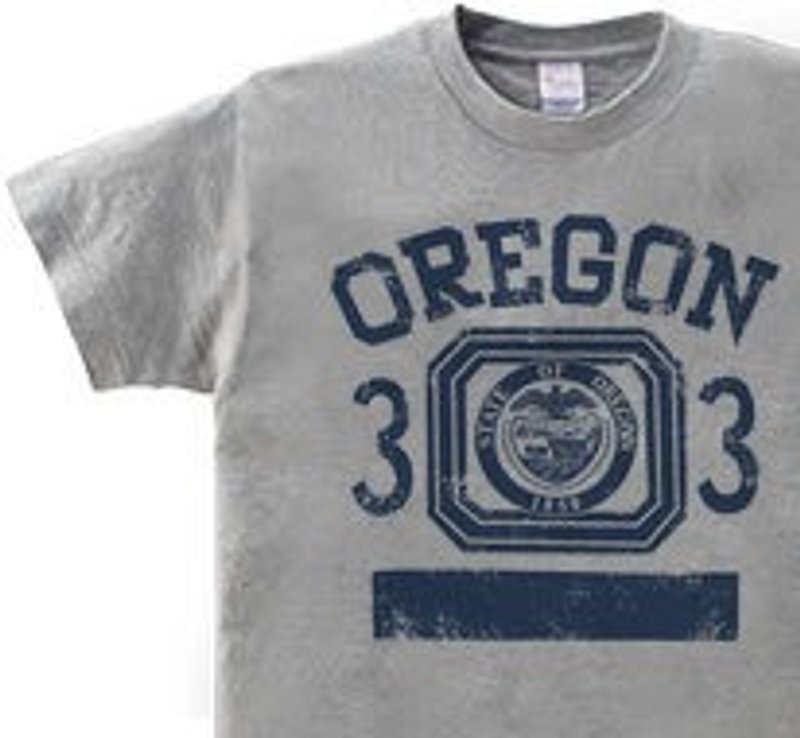 オレゴン　33 オールドスクール風  150.160（WomanM.L）　Tシャツ【受注生産品】 - Tシャツ - コットン・麻 グレー