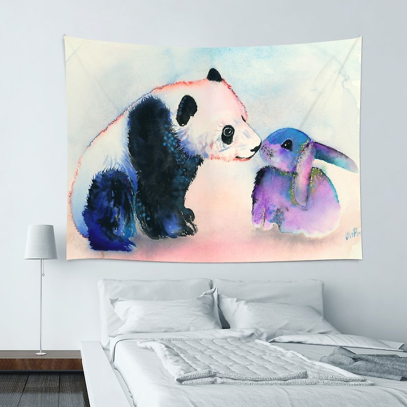 ▷ Umade ◀ Panda & Bunny Love 【L】 - Home Decor Home Decor Wall Mural Wall Tapestry Wall Mural Home Decoration Hanging Decoration Interior Design Event Layout - Krista Bros 【L 150x200cm】 - Items for Display - Other Materials 