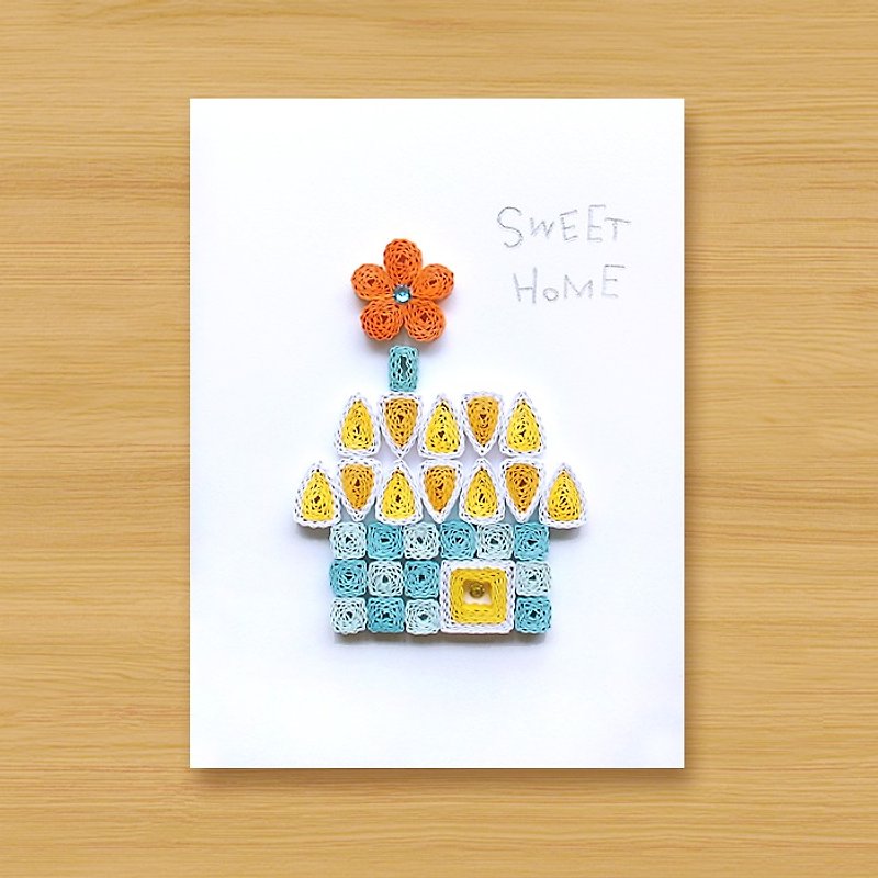 Hand-rolled paper card _ SWEET HOME_C ... mother card, father card - Cards & Postcards - Paper Yellow