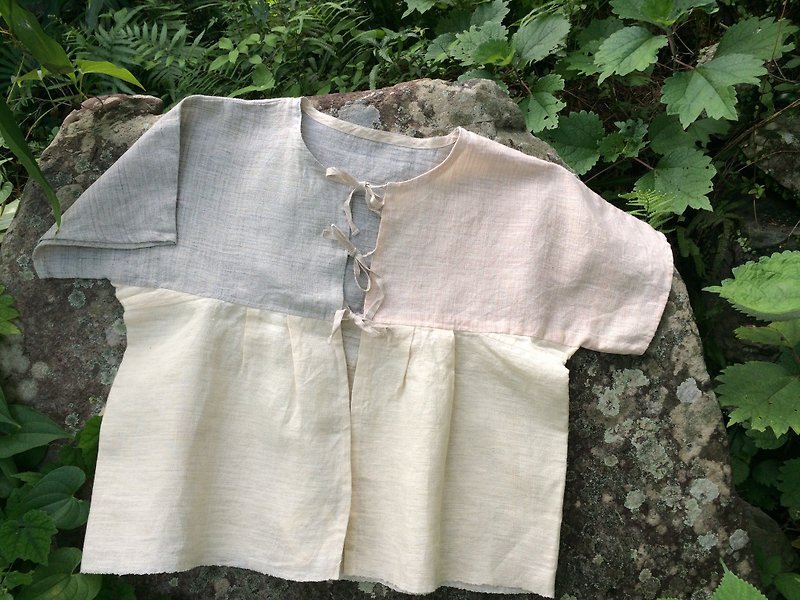 Hand-woven hemp blouse B - เสื้อผู้หญิง - ผ้าฝ้าย/ผ้าลินิน ขาว