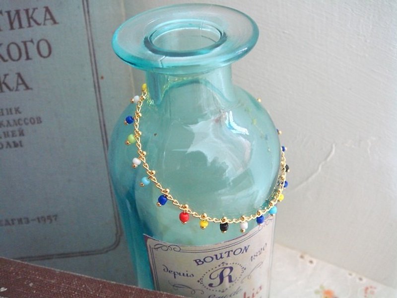 Garohands American antique colored glass beads hand Bracelet B265 gift - สร้อยข้อมือ - วัสดุอื่นๆ หลากหลายสี