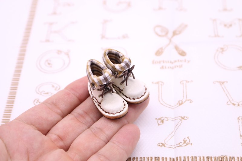 Small leather boots | Snow white lined - ของวางตกแต่ง - หนังแท้ ขาว
