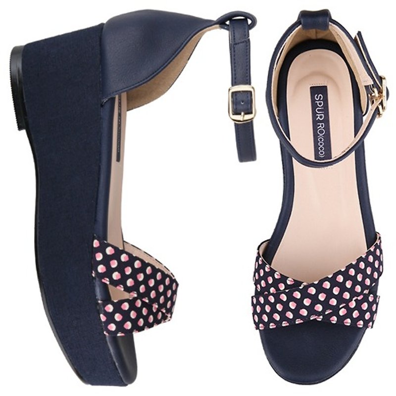 【Summer must buy】SPUR Do dot Platform FS8104 NAVY - Sandals - Genuine Leather Blue