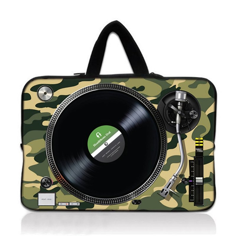 HeadphoneDog時尚唱盤筆電包_迷彩限定 12 13 15 17 吋 附背帶 - 平板/電腦保護殼 - 棉．麻 綠色