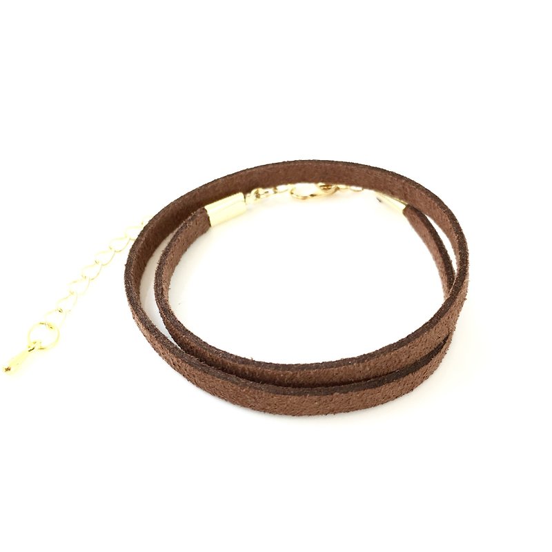 Chocolate - suede roping bracelet (also can be used as a necklace) - Bracelets - Cotton & Hemp Brown