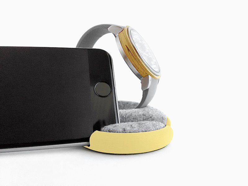 Unique multifunctional tray, Watch stand, Smartphone stand, Smart phone stand, Home sweet home tray, Smartwatch, apple, iphone, dock 【Yellow】 - Phone Stands & Dust Plugs - Wool Yellow