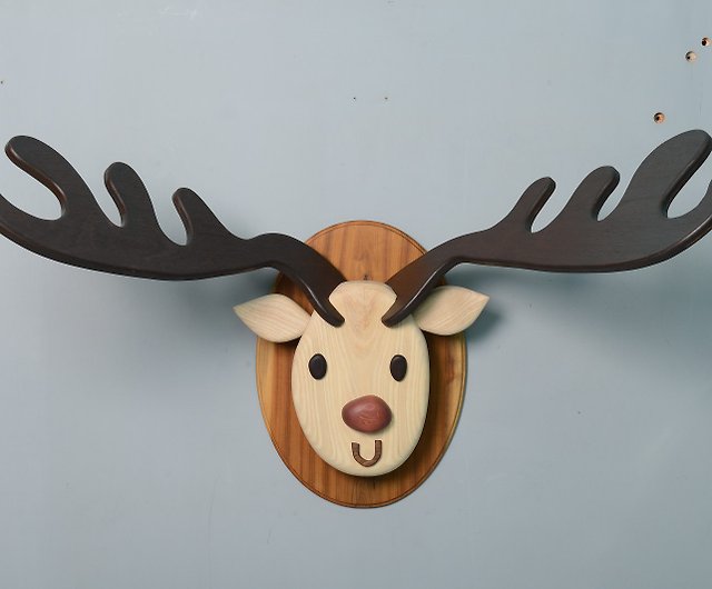 Deer Head Specimen Antler Coat Rack, Moose Antler Coat Rack