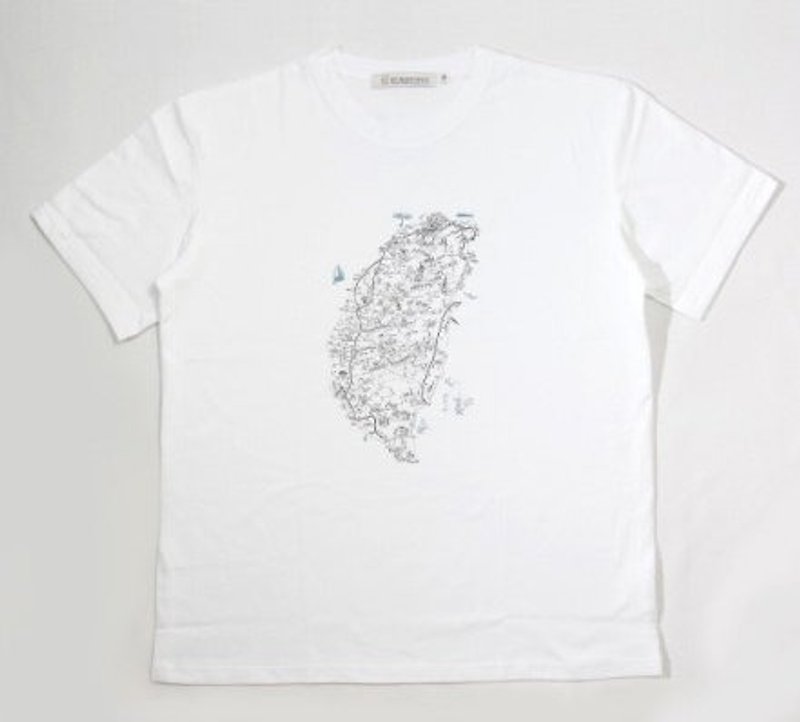 台湾国立歴史博物館 - 台湾の地図Tシャツのイラストの場合（ホワイト） - トップス ユニセックス - コットン・麻 ホワイト