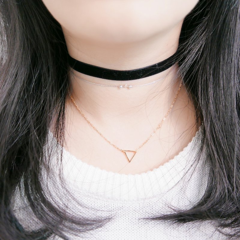 Minimal Triple Choker & Necklace Set - Necklaces - Gemstone Black