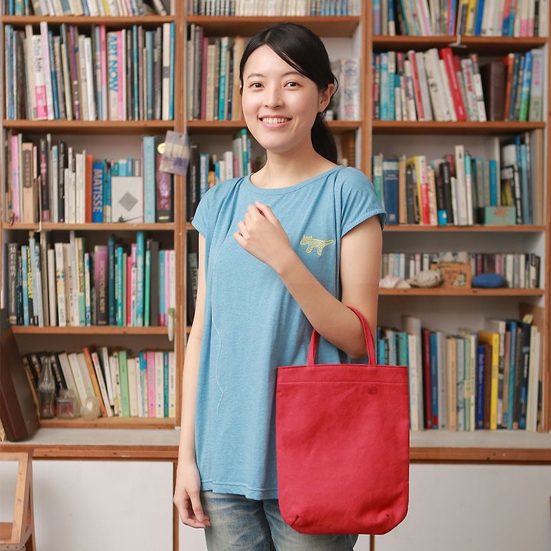 MOGU/帆布手提包/西瓜紅/甘單小包 - 手提包/手提袋 - 其他材質 紅色