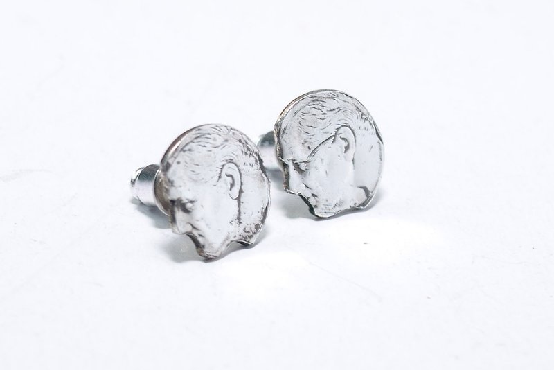 Handmade original dollar silver coin earrings  - ต่างหู - โลหะ สีเงิน