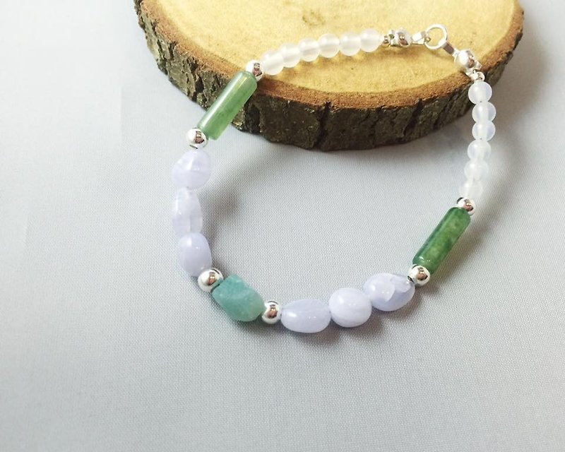 MH sterling silver custom natural stone series _ Architecture 101 - Bracelets - Gemstone Green