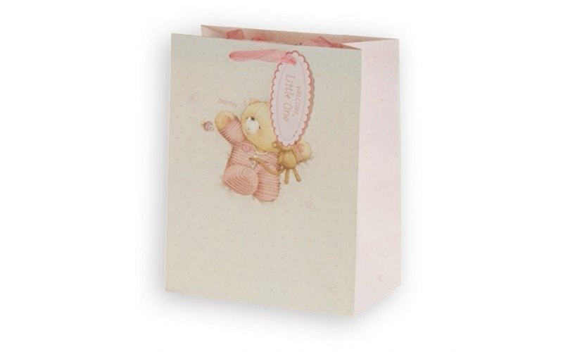 ForeverFriends Pink Pajama Bear [Hallmark-UK Gift Bag] - วัสดุห่อของขวัญ - กระดาษ สึชมพู