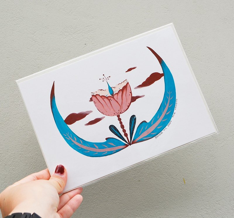 作品のクラウド森林葉の花春のイラストかわいいシリーズ - カード・はがき - 紙 ブルー