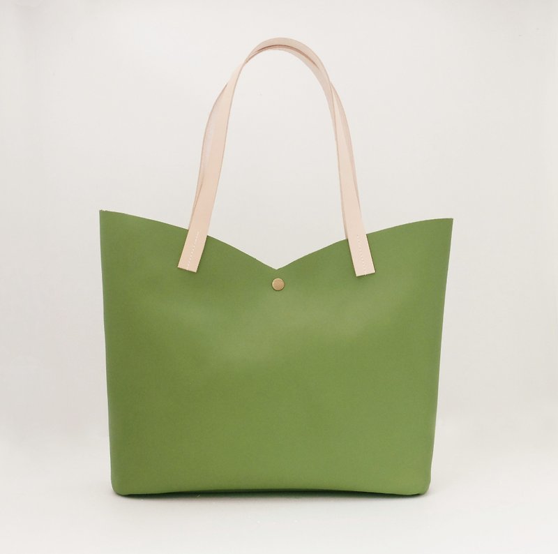 Green Tulip Cowhide Shoulder Bag Elegant M Mushroom Green Pomegranate Green Plant Tanned Leather