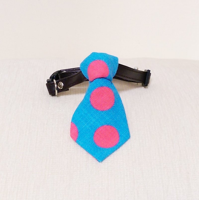 Ella Wang Design Tie pet bow tie cat and dog water jade point - ปลอกคอ - ผ้าฝ้าย/ผ้าลินิน สีน้ำเงิน