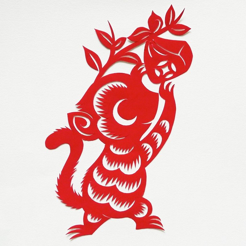Kirigami / Um Monkey Twelve Chinese Zodiac Chinese Zodiac - Posters - Paper Red