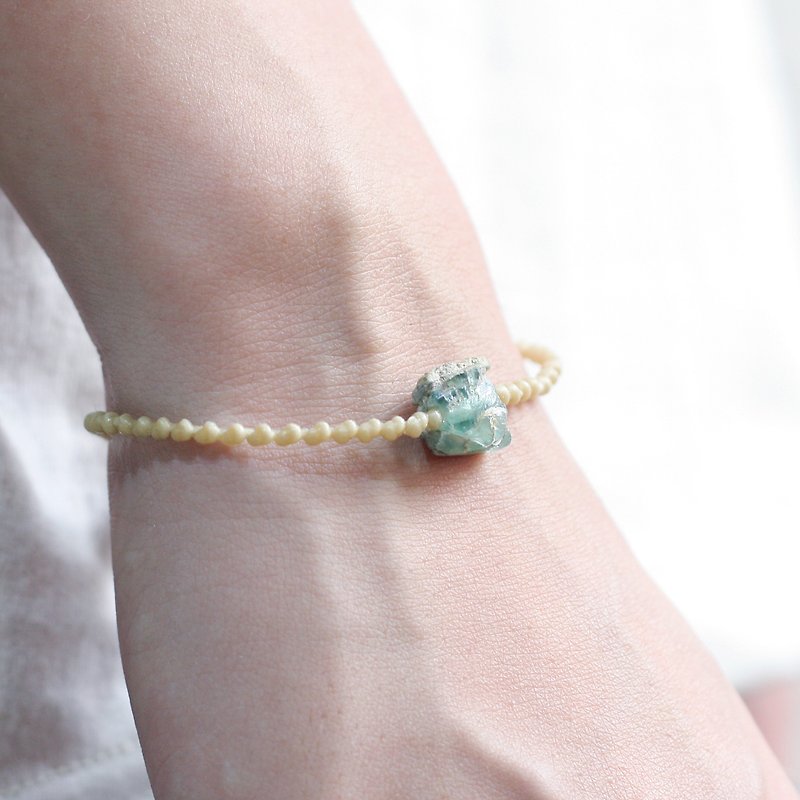 Omake羅馬玻璃蠟染麻繩手環 - 項鍊 - 寶石 藍色
