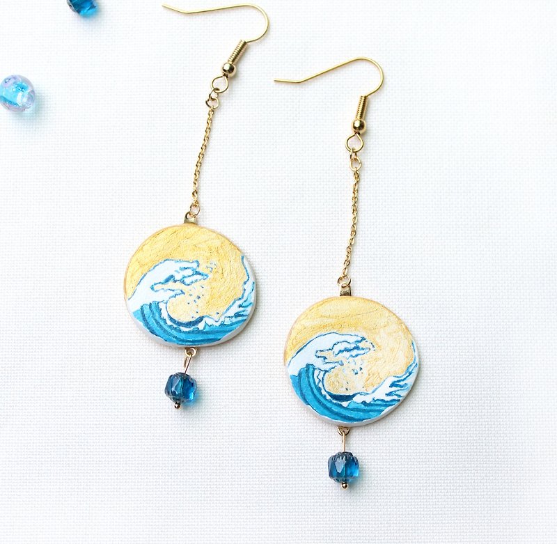 Handmade wave earrings - Earrings & Clip-ons - Clay Blue