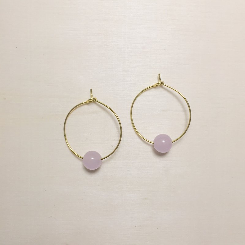 淺芋紫玉石耳圈 - 耳環/耳夾 - 玉石 粉紅色