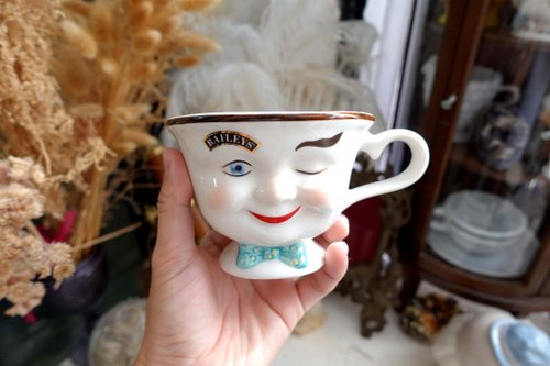 Travel Genius 中古店 美國中古董90年代立體陶瓷笑臉娃娃茶杯咖啡杯咖啡店家居品味擺設