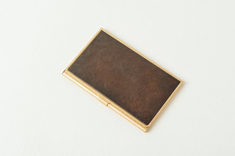 Bronze Color Business Card Case-Striped Black Dyeing - ที่เก็บนามบัตร - ทองแดงทองเหลือง สีดำ