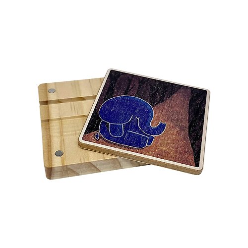 PRINT+SHAPE 木質多功能方塊手機架 角落的大象 客製化禮物 手機支架 手機座