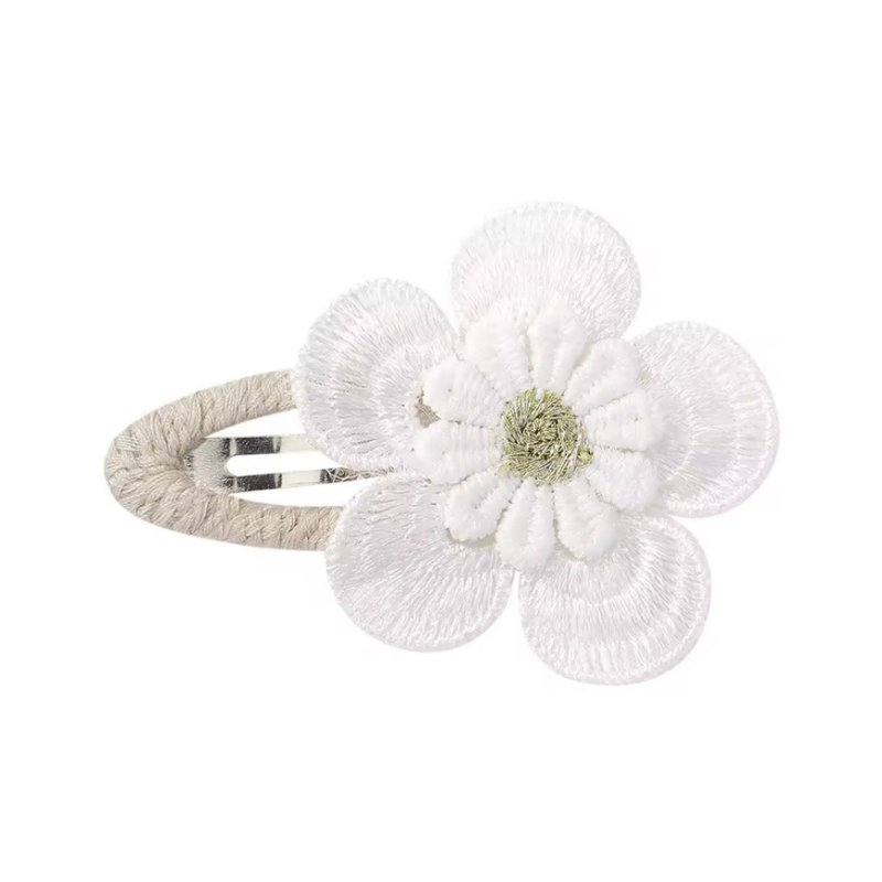 Australian Josie Joan's embroidered lace hairpin-Classic Neve - เครื่องประดับผม - ผ้าฝ้าย/ผ้าลินิน ขาว