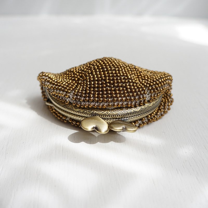 Ba-ba handmade Seedbeads crochet coinpurse No.1668 - 化妝包/收納袋 - 其他材質 金色