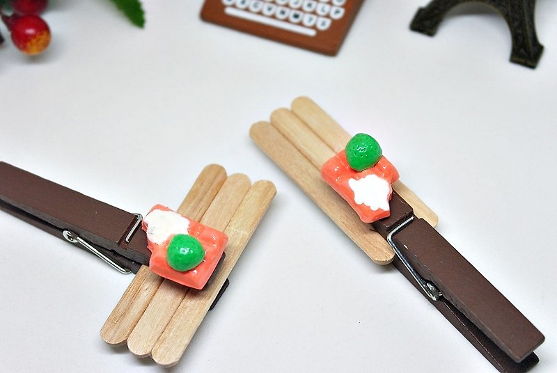 => Clay wooden clip-orange chocolate (1 set) <can change magnet> # stationery - แฟ้ม - ไม้ สีส้ม
