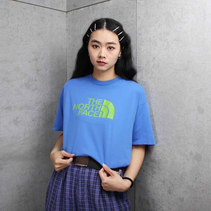 Tsubasa.Y Ancient House 005TheNorthFace Water Blue Tee, vintage brand T-shirt T-shirt - Women's Tops - Cotton & Hemp 