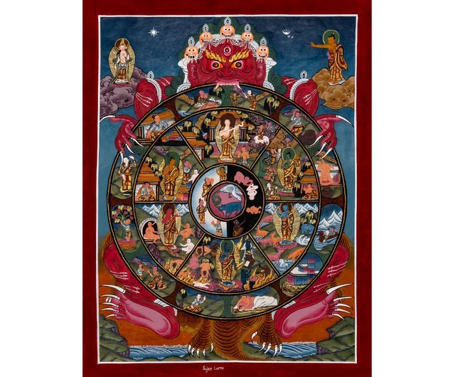 タンカ傑作-チベット仏教の輪廻の絵 - ショップ Boudha Stupa