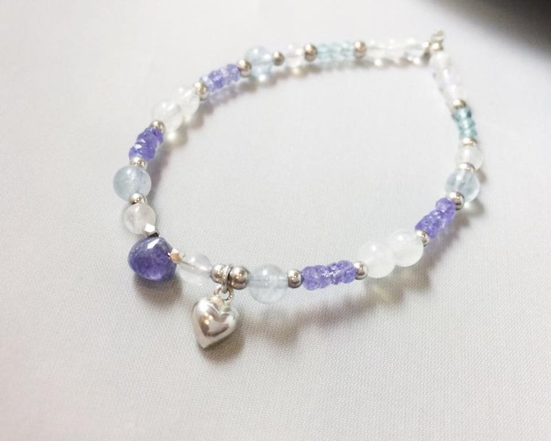 MH Sterling silver natural stone custom series _ spring heartbeat _ Dan Quan Shi - Bracelets - Gemstone Purple