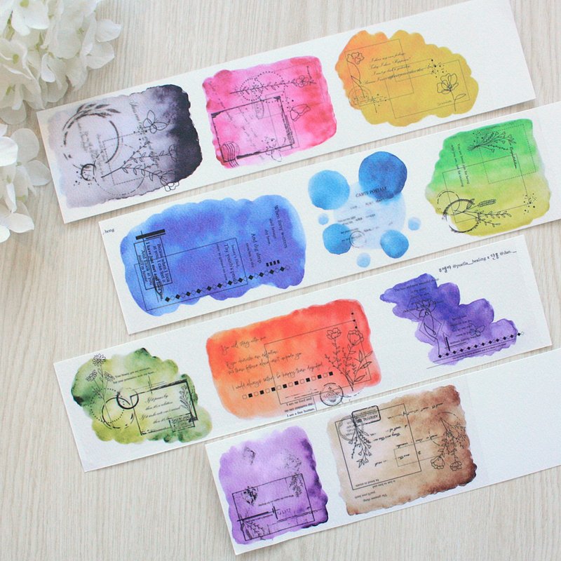 puella_Masking tape_background color_ puella's watercolor - 貼紙 - 塑膠 