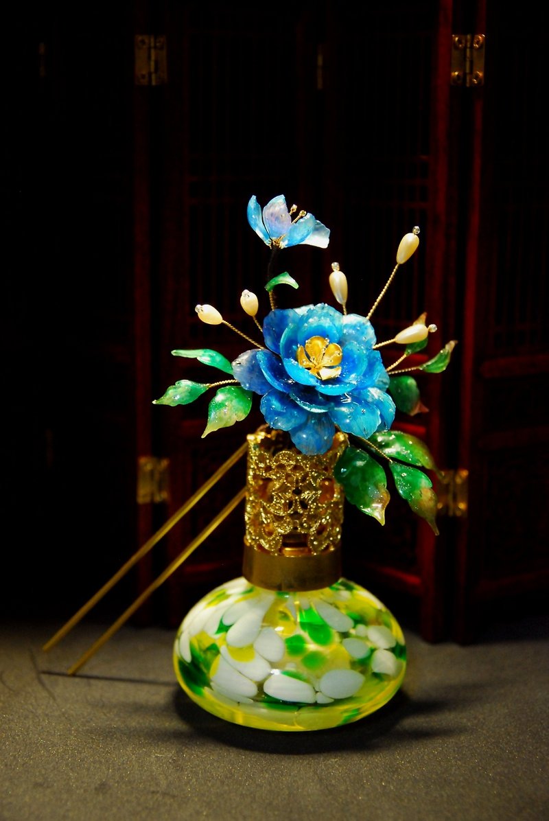 青い花のヘアピン - ヘアアクセサリー - その他の素材 多色