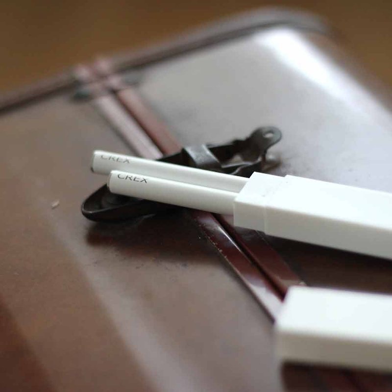 My exclusive eco-friendly chopsticks in my pocket | Chocolate accompanying chopsticks white brush - ตะเกียบ - โลหะ ขาว