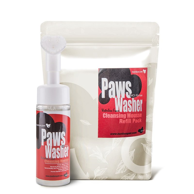 bonbonpet Paws Washer Cleansing Mousse for dogs/value set 430ml, no rinsing - Cleaning & Grooming - Plastic Red