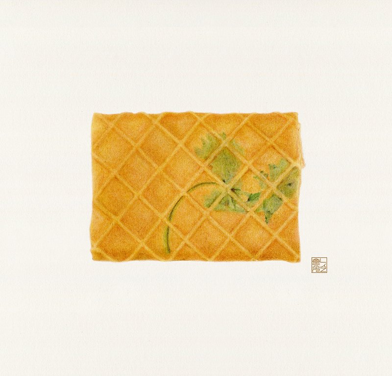 【空間掛畫】老食在在－色鉛筆創作－香菜餅 - 畫框/相架  - 紙 