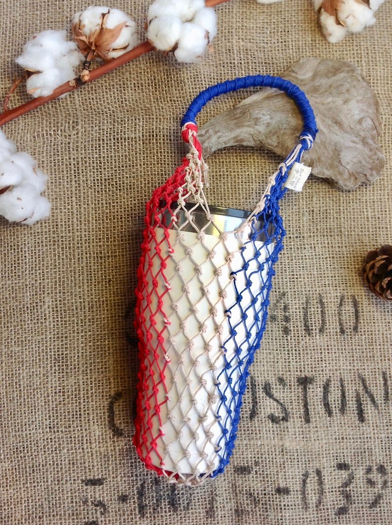 US Linen line hand-woven bags / France color / ice dam mug / cup hand / bags - ถุงใส่กระติกนำ้ - ผ้าฝ้าย/ผ้าลินิน 