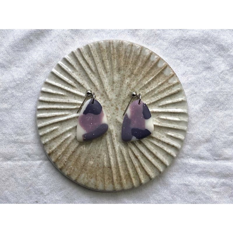 Thoth clay earrings 軟陶耳環 | 紫調拼盤 | - 耳環/耳夾 - 陶 