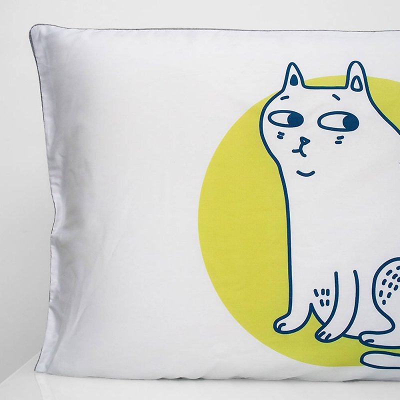 喵星人原創手繪棉質卡通枕套  學生單人雙人手繪貓咪40支純棉床品 - 寢具/床單/被套 - 棉．麻 黃色