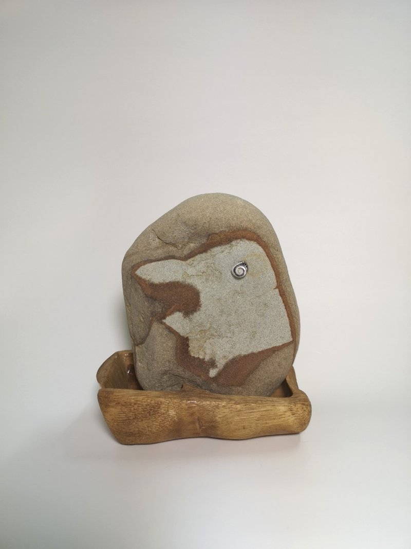 -企鵝- 石頭藝品 原石擺飾 石頭擺飾品 手作藝品 石頭擺件 - 擺飾/家飾品 - 石頭 咖啡色