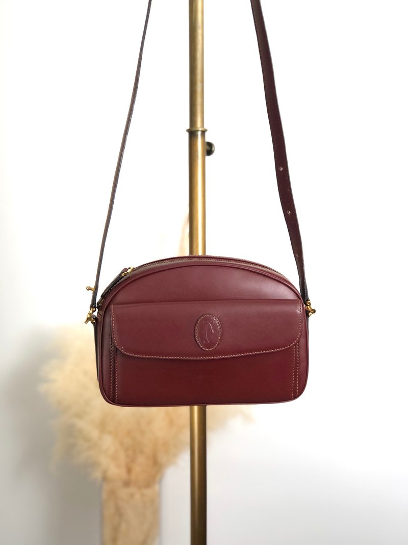 【 日本直送　名牌中古包 】Cartier カルティエ マストライン ショルダーバッグ ボルドー ロゴ レザー vintage ヴィンテージ 5y6wrj - 側背包/斜背包 - 真皮 紅色