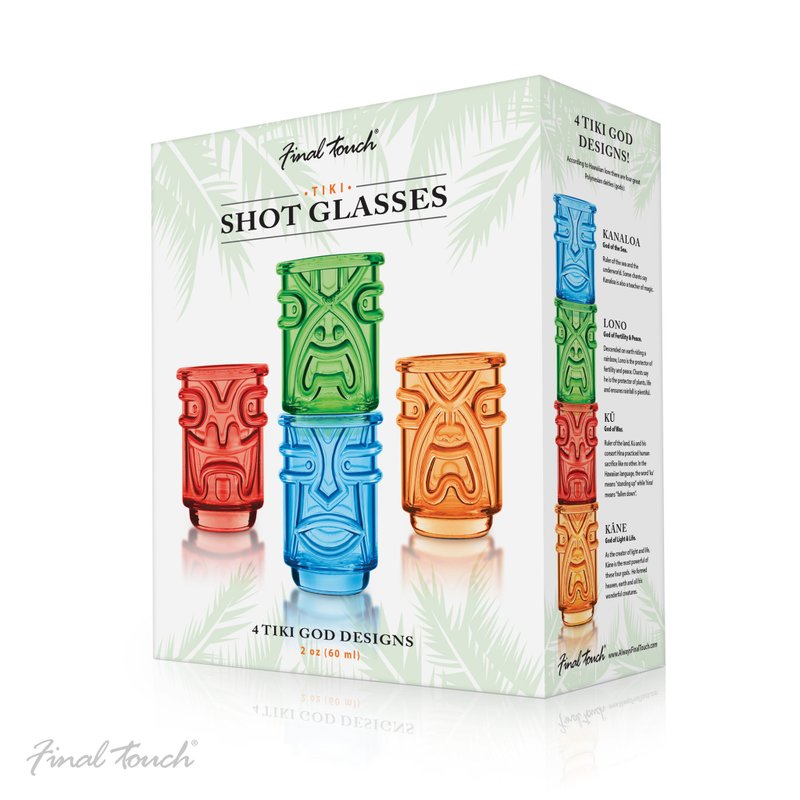 Final Touch Coloured Tiki Shot Glass 60ml (Set of 4) - แก้วไวน์ - แก้ว 