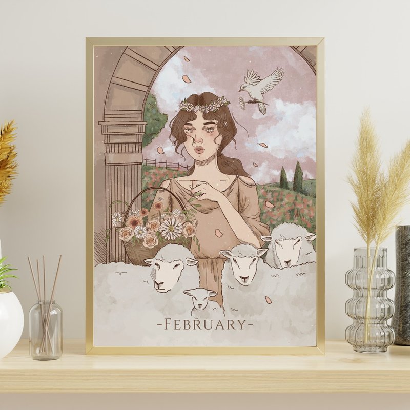 Louise.P【February Spring God】A3/A4 poster watercolor paper (without photo frame) - Posters - Paper Multicolor