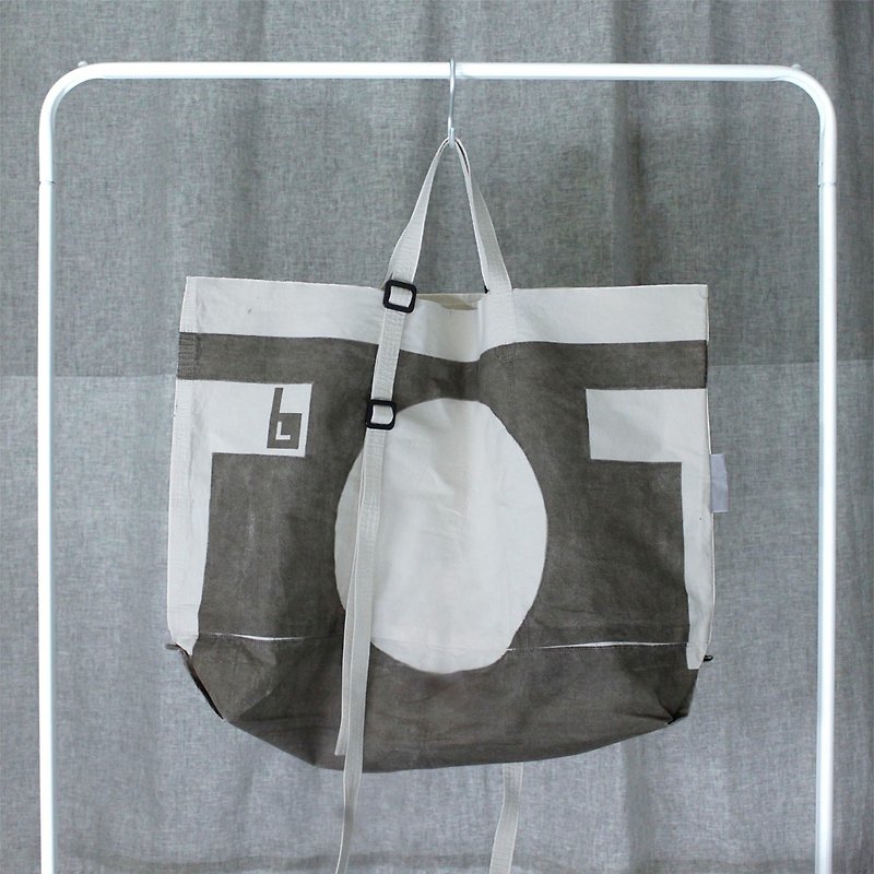 Black background white TOTE font pattern canvas bag-T/BK-RF-001 - Handbags & Totes - Cotton & Hemp 